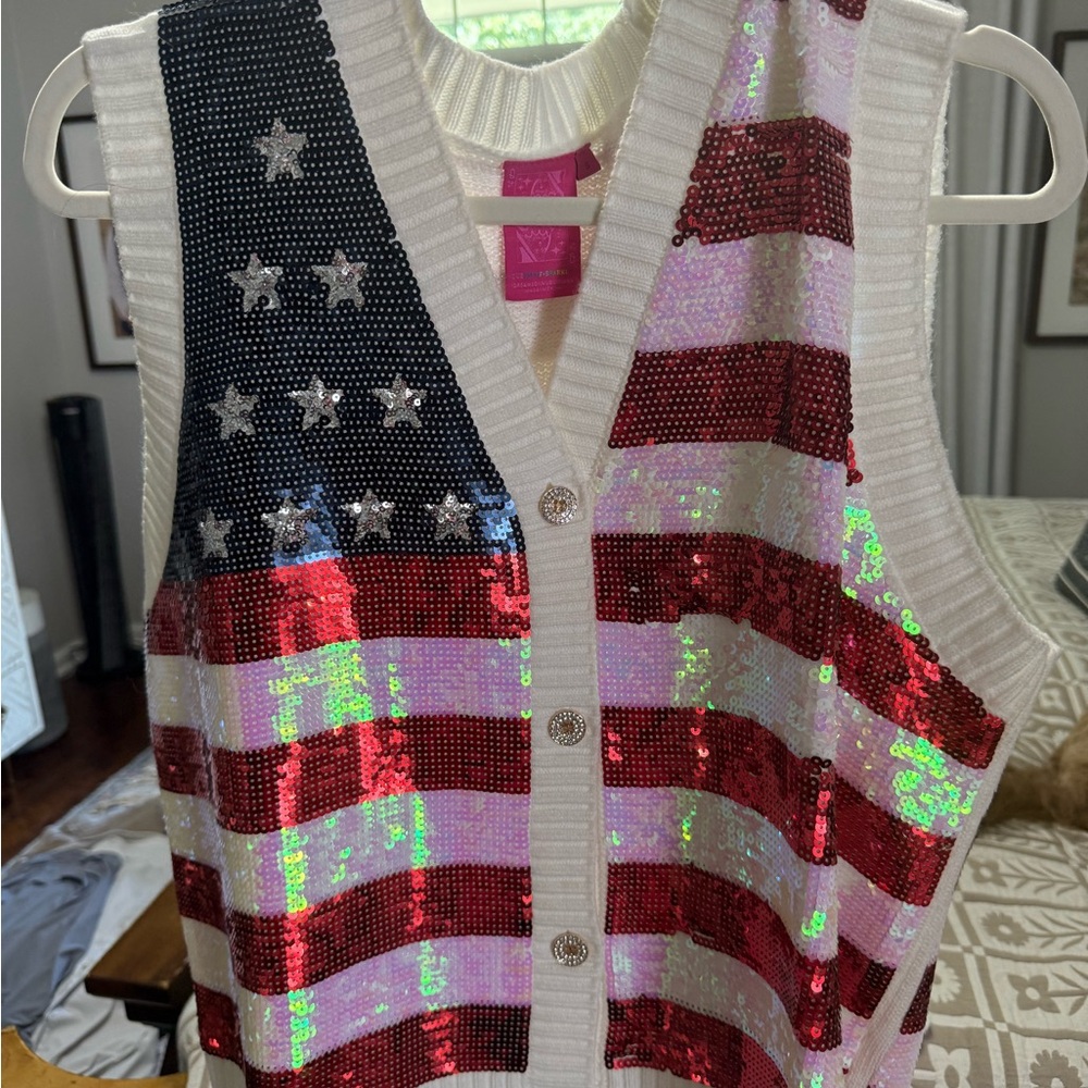 Queen of Sparkles Sequin American Flag Vest